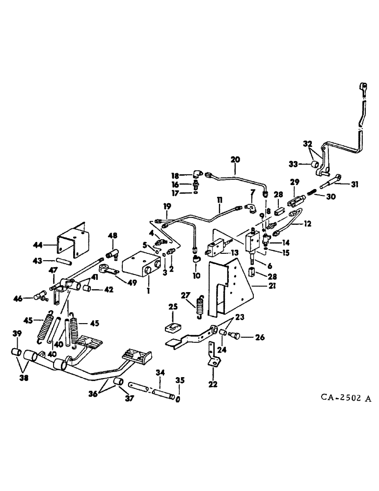 Схема запчастей Case IH 2500 - (07-36) - DRIVE TRAIN, HYDROSTATIC FOOT CONTROLS, INTERNATIONAL 2500 SERIES A TRACTORS (04) - Drive Train