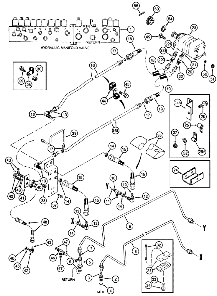 Схема запчастей Case IH 2555 - (08-38) - CONVEYOR UNLOADER MOTOR SYSTEM (07) - HYDRAULICS