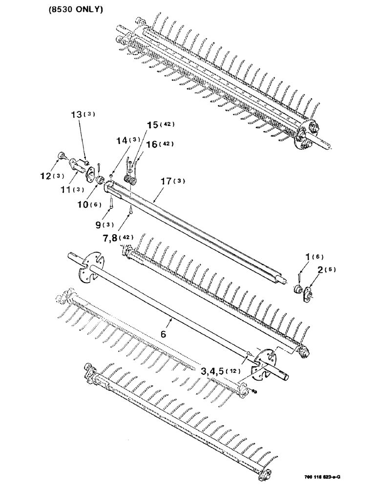 Схема запчастей Case IH 8530 - (3-10) - PICKUP TINE ASSEMBLY, (8530 ONLY) Pickup