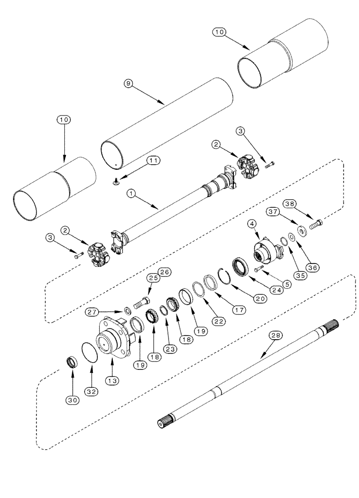 Схема запчастей Case IH MX220 - (06-17) - MFD AXLE DRIVE SHAFT (06) - POWER TRAIN