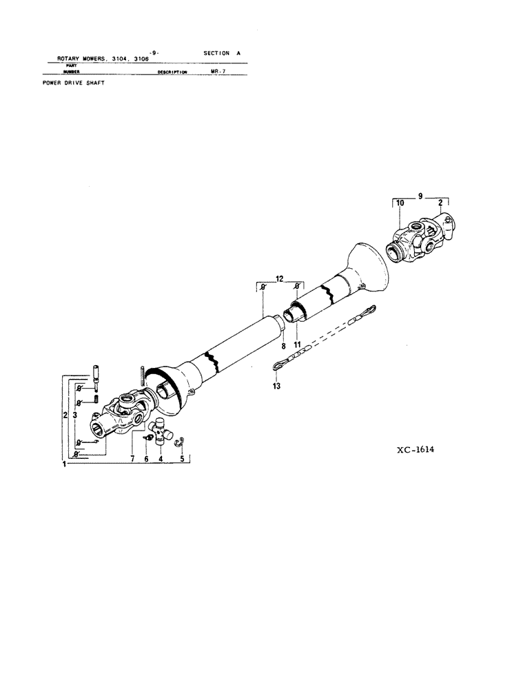 Схема запчастей Case IH 3104 - (A-09) - POWER DRIVE SHAFT 