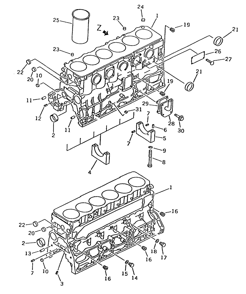 Схема запчастей Case IH 7700 - (C01[10]) - ENGINE CYLINDER BLOCK, KOMATSU SA6D108-1A1 Engine & Engine Attachments