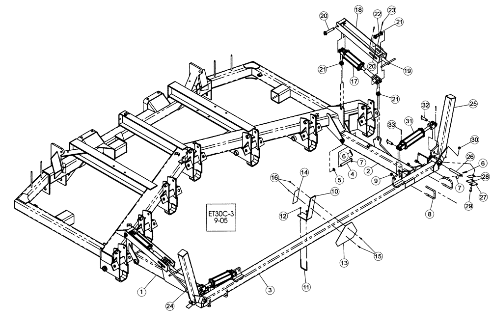 Схема запчастей Case IH 530C - (75.200.11) - HYDRAULIC LEVELER BAR (09) - CHASSIS/ATTACHMENTS