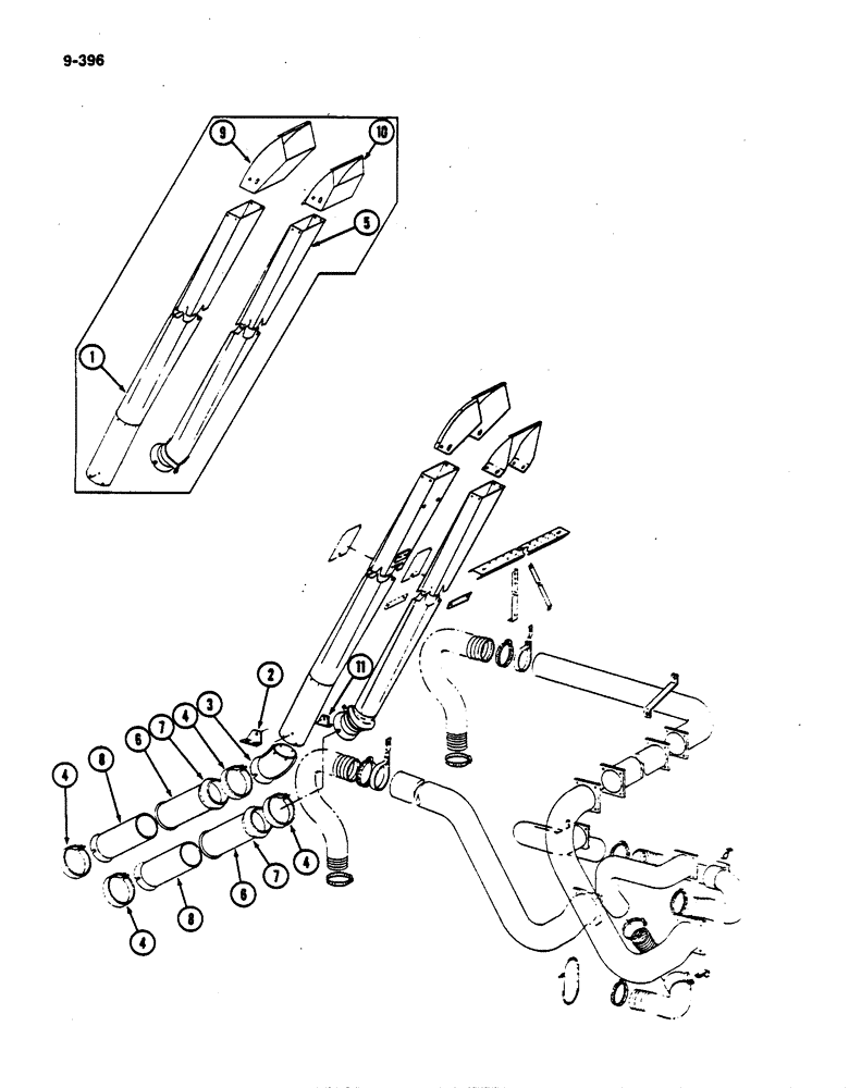 Схема запчастей Case IH 782 - (9-396) - CONVEYOR (09) - CHASSIS ATTACHMENTS