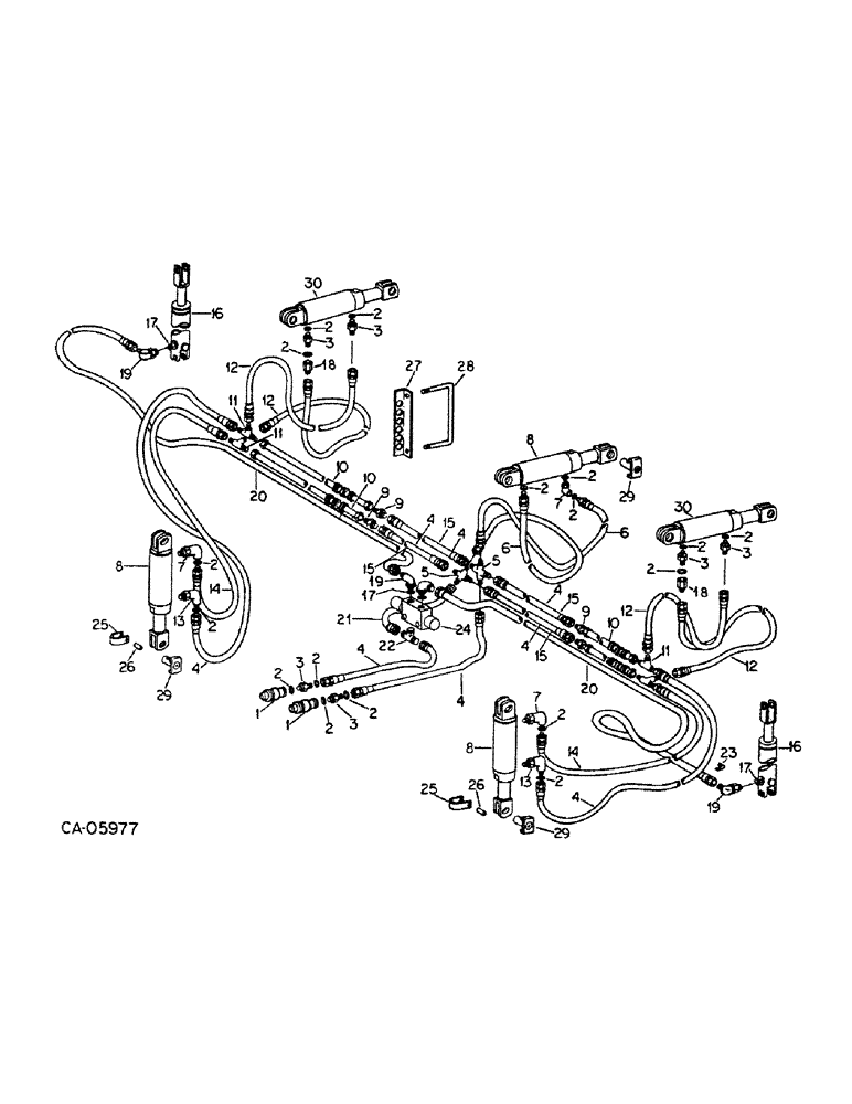 Схема запчастей Case IH 500 - (C-30) - HYDR. CYLINDERS, HOSES & CONNECTIONS, PLANTERS W/ELECTRIC MARKER, ASSIST WHEELS & TRANSPORT WHEELS 