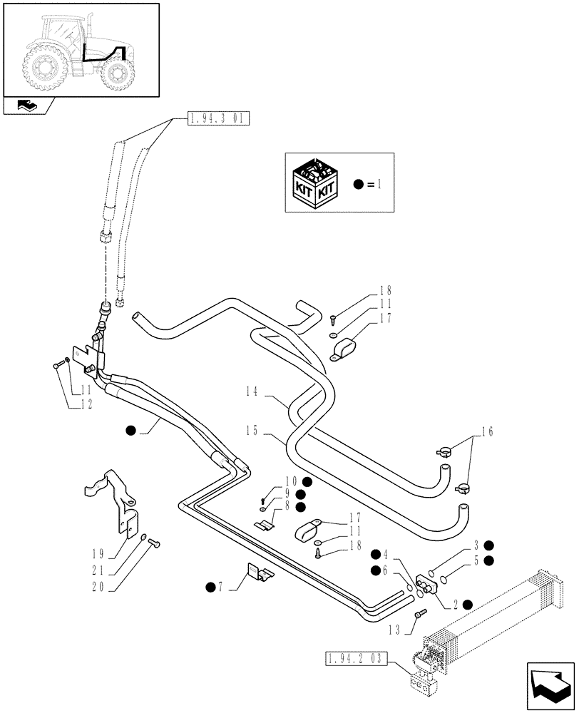 Схема запчастей Case IH PUMA 180 - (1.94.3[02]) - AIR CONDITIONING SYSTEM PIPES (10) - OPERATORS PLATFORM/CAB