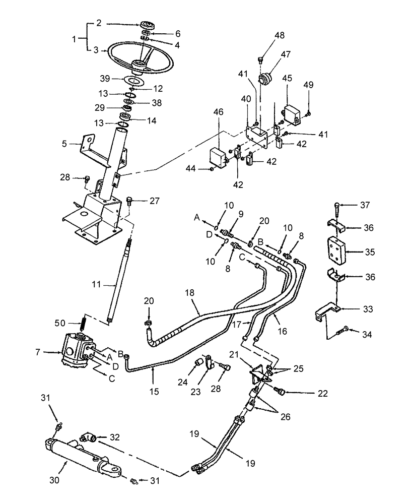 Схема запчастей Case IH DX26 - (04.03) - STEERING COLUMN, GEARBOX & PIPING, W/POWER STEERING (04) - FRONT AXLE & STEERING