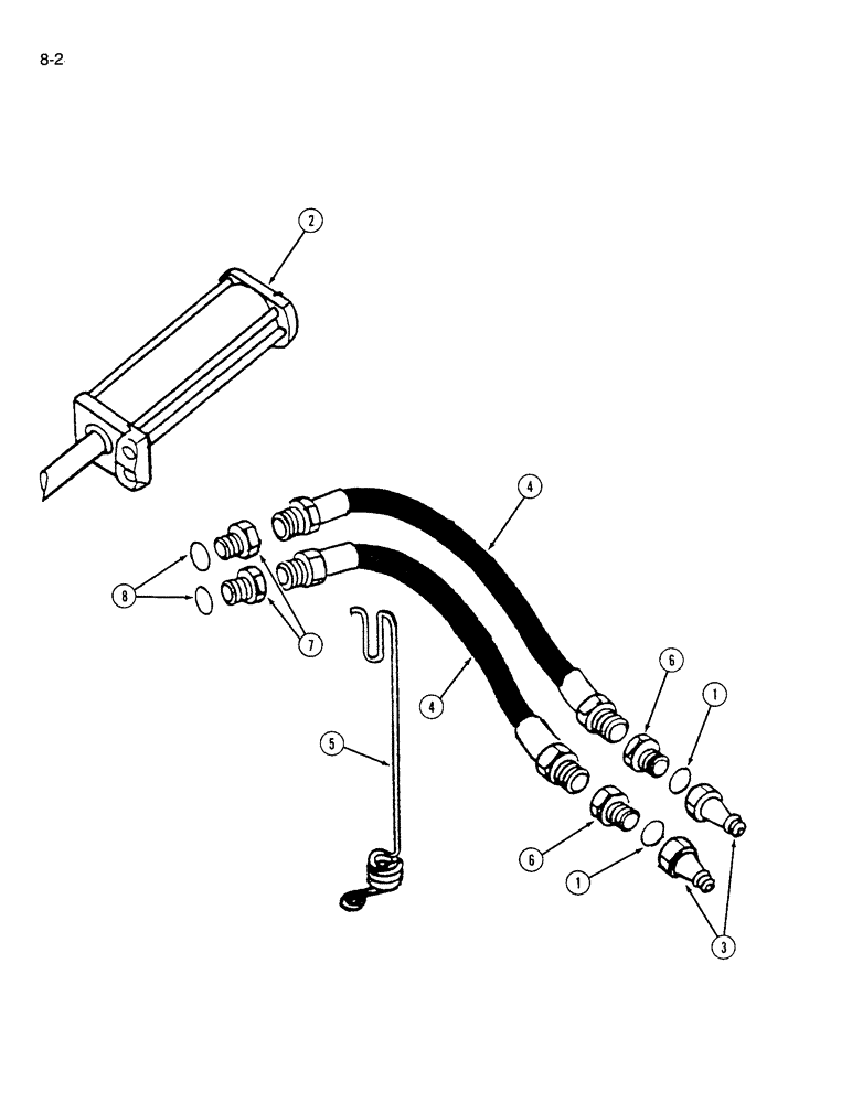 Схема запчастей Case IH 310 - (8-02) - HYDRAULIC CONNECTIONS, 12 AND 16 FOOT, FRONT MACHINE OF DUPLEX OR TRIPLEX, PRIOR TO 1982 (08) - HYDRAULICS