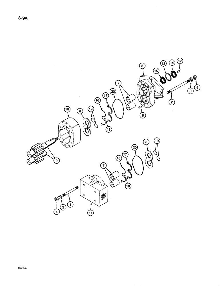 Схема запчастей Case IH 8600 - (8-09A) - HYDRAULIC PUMP, 1343578C1 (08) - HYDRAULICS