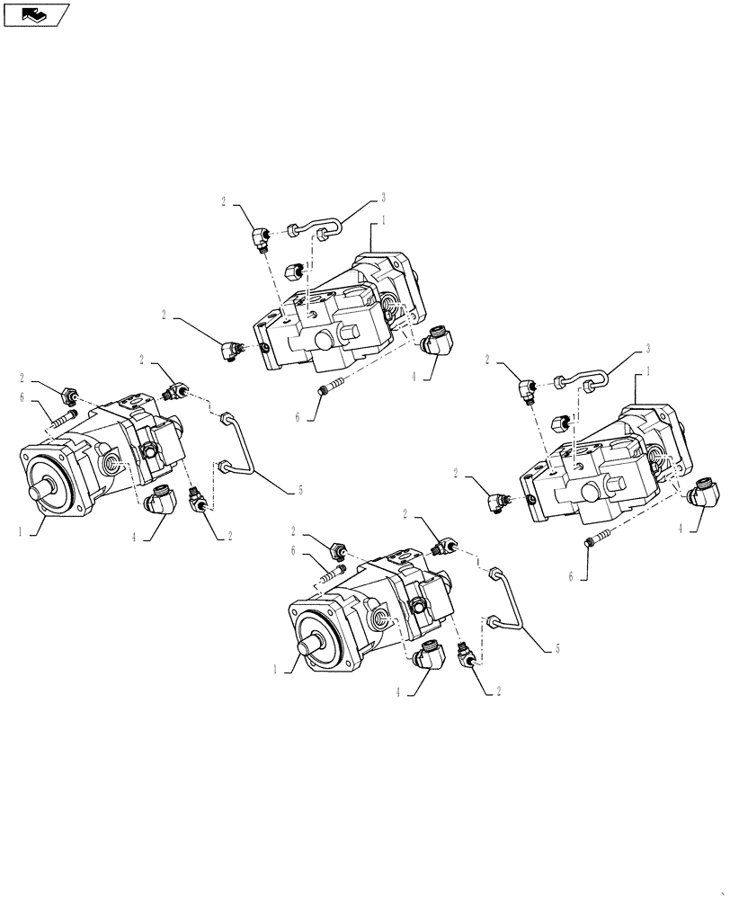 Схема запчастей Case IH 4420 - (06-005) - WHEEL MOTOR GROUP Hydraulic Plumbing