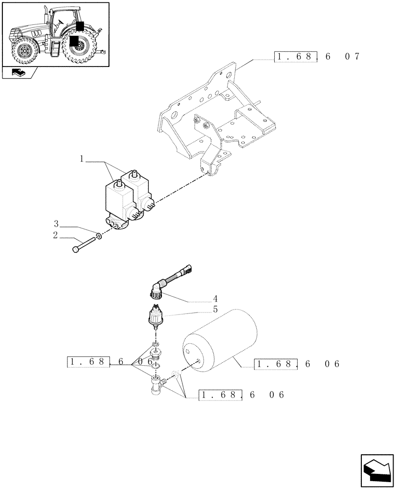 Схема запчастей Case IH MAXXUM 110 - (1.75.0/07) - PNEUMATIC TRAILER BRAKE - SENSOR AND CONTROL VALVES (VAR.332727-332737-332739) (06) - ELECTRICAL SYSTEMS