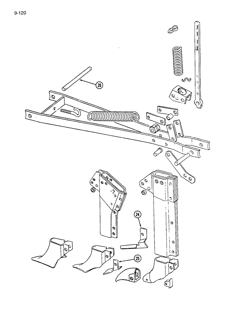 Схема запчастей Case IH 7200 - (9-120) - SPRING TRIP FURROW OPENER (09) - CHASSIS/ATTACHMENTS