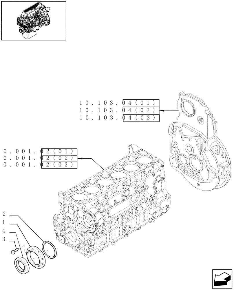 Схема запчастей Case IH 9120 - (10.102.04[02]) - ENGINE BLOCK FRONT COVER - 9120 (10) - ENGINE