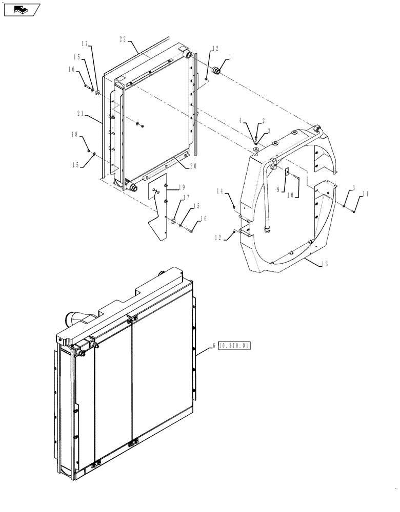 Схема запчастей Case IH 635 - (35.300.01[01]) - OIL COOLER SYSTEM AND FAN SHROUD (35) - HYDRAULIC SYSTEMS