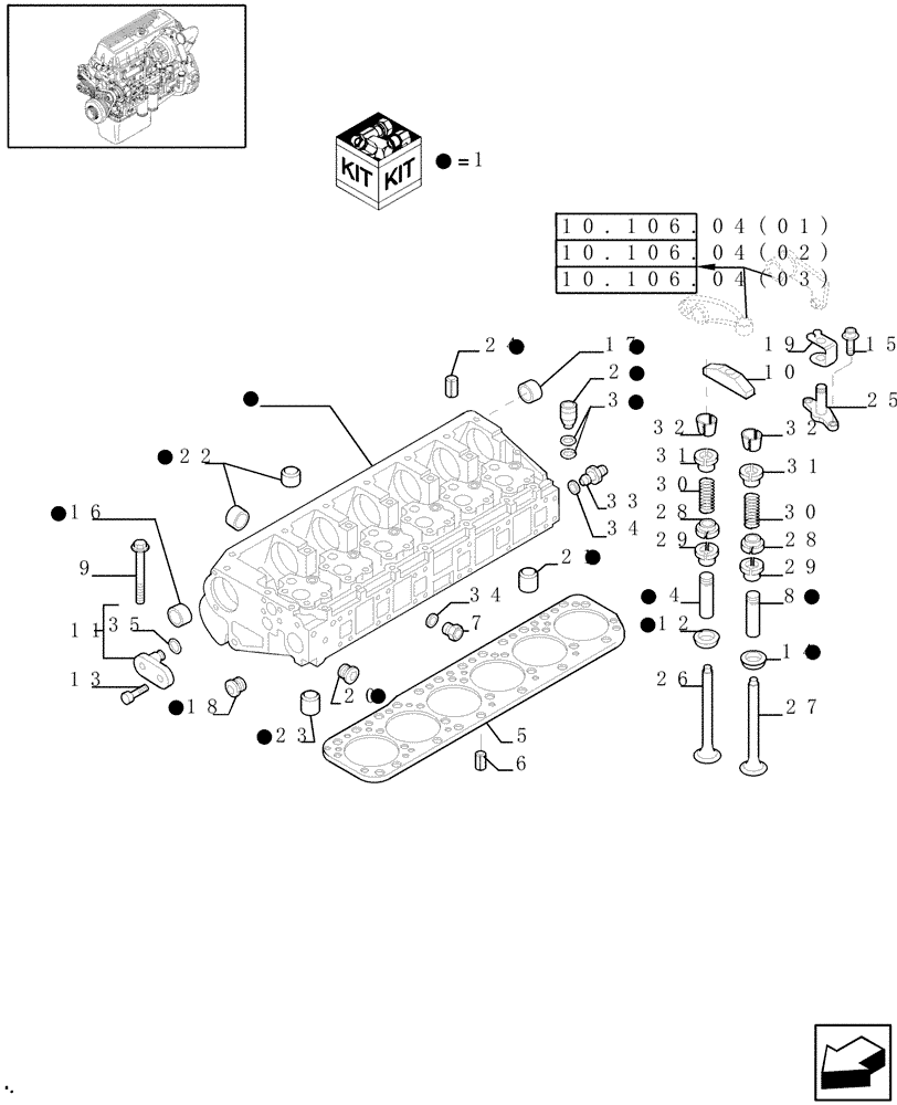 Схема запчастей Case IH 9120 - (10.101.02[03]) - CYLINDER HEAD & RELATED PARTS - 9120 (10) - ENGINE