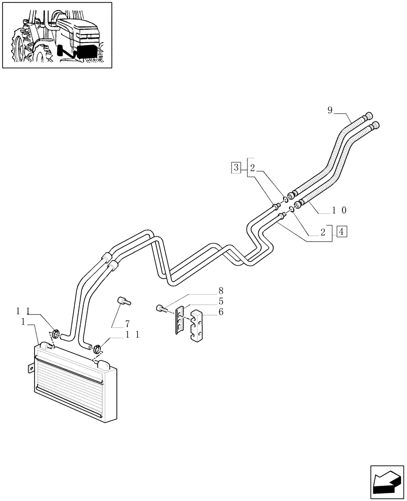 Схема запчастей Case IH MXU115 - (1.29.7[02]) - TRANSMISSION OIL COOLER AND PIPES (03) - TRANSMISSION