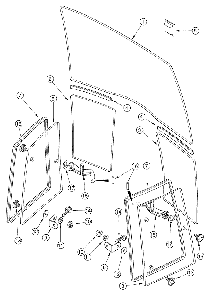 Схема запчастей Case IH MX170 - (09-22) - WINDSHIELD (90) - PLATFORM, CAB, BODYWORK AND DECALS