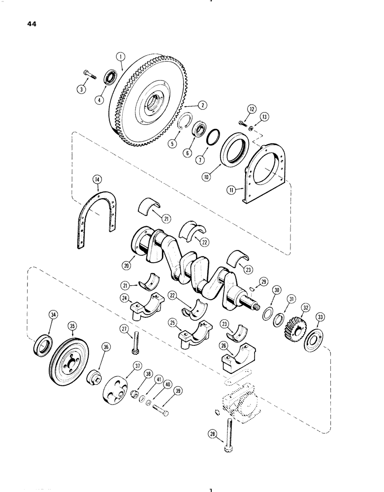 Схема запчастей Case IH 570 - (044) - CRANKSHAFT AND FLYWHEEL, 570 (159) SPARK IGNITION ENGINE (02) - ENGINE