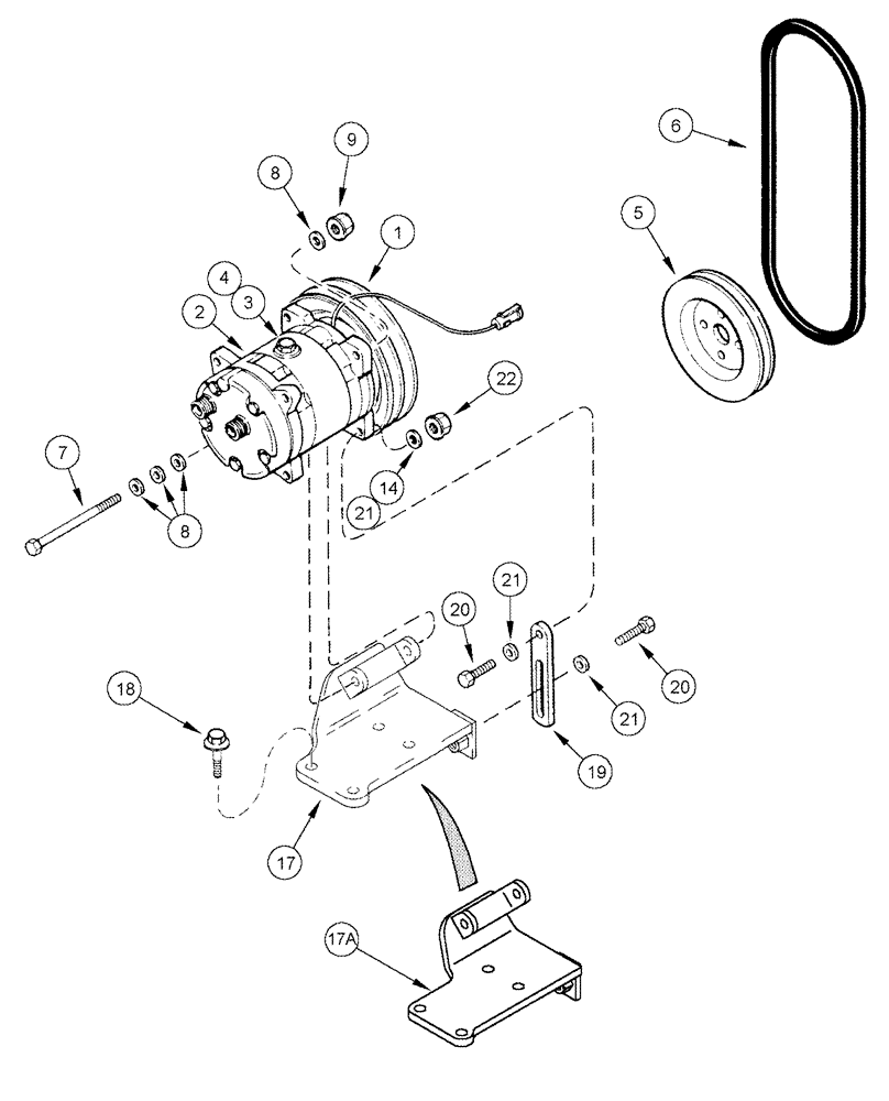 Схема запчастей Case IH 2555 - (09E-22) - AIR CONDITIONING SYSTEM - COMPRESSOR MOUNTING AND DRIVE (10) - CAB & AIR CONDITIONING