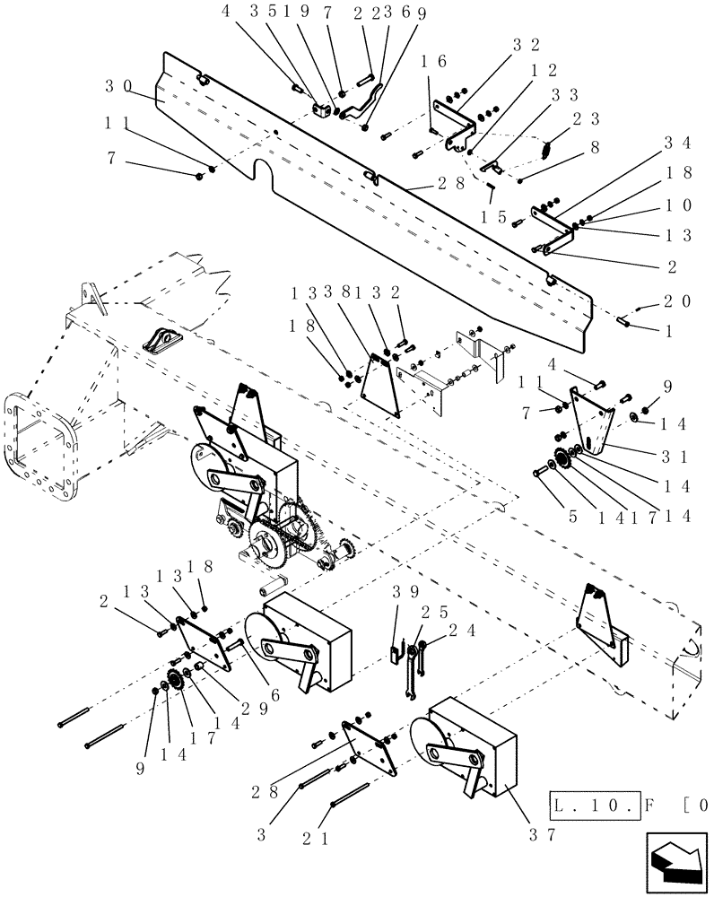 Схема запчастей Case IH ADX3430 - (L.10.F[04]) - MECHANICAL DRIVE - ON FRAME - DRIVE BOXES L - Field Processing