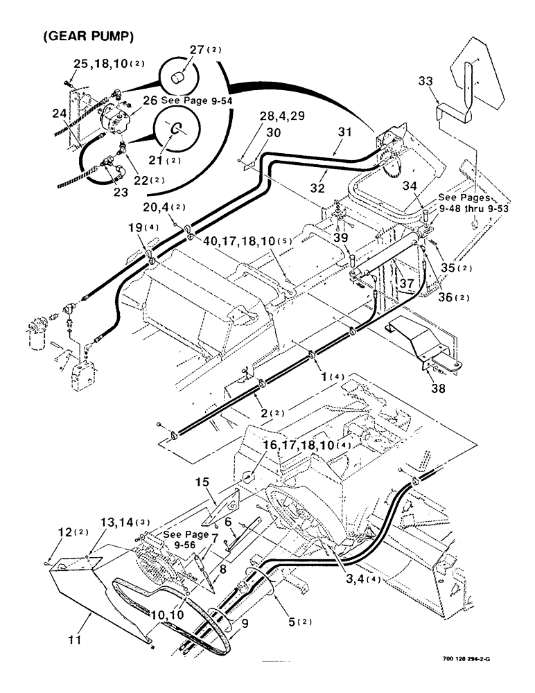 Схема запчастей Case IH 8520 - (9-46) - HYDRAULIC DRIVE AND CONTROL ASSEMBLY - REAR, (GEAR PUMP) Decals & Attachments