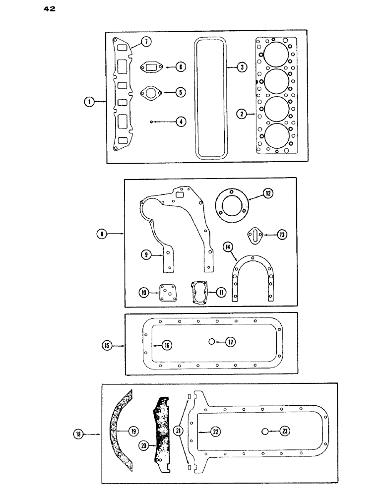 Схема запчастей Case IH 530 - (042) - ENGINE GASKET KITS, 530 SERIES, 159 SPARK IGNITION ENGINE (02) - ENGINE