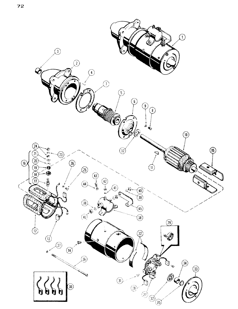 Схема запчастей Case IH 530 - (072) - STARTING MOTOR PARTS, 530 SERIES, 159 SPARK IGNITION ENGINE (04) - ELECTRICAL SYSTEMS