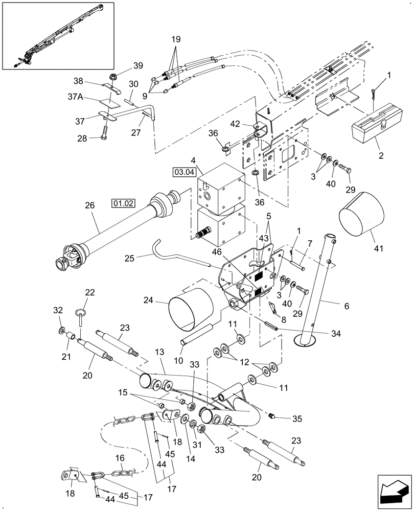 Схема запчастей Case IH DC162 - (12.04) - 2 - POINT SWIVEL HITCH (12) - MAIN FRAME