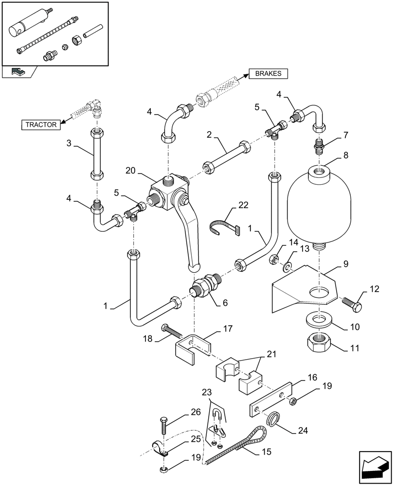 Схема запчастей Case IH LB333P - (07.03[01]) - EMERGENCY BRAKE SYSTEM, FRANCE - C699 (07) - HYDRAULIC SYSTEM