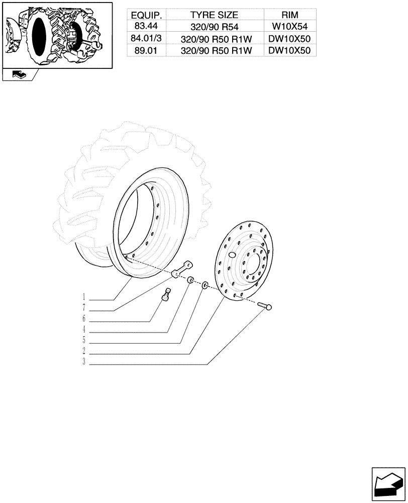 Схема запчастей Case IH PUMA 225 - (83.00[16]) - REAR WHEELS (11) - WHEELS/TRACKS