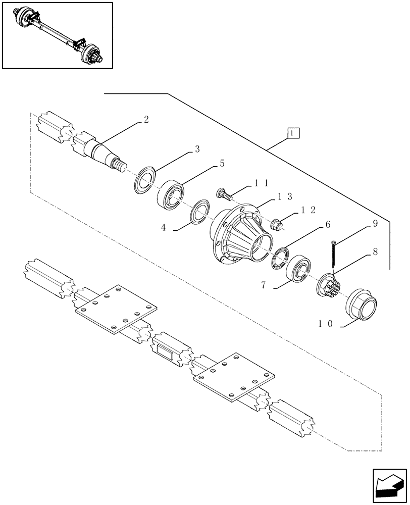 Схема запчастей Case IH LBX331P - (05.01[01]) - SINGLE AXLE WITHOUT BRAKES (05) - AXLE