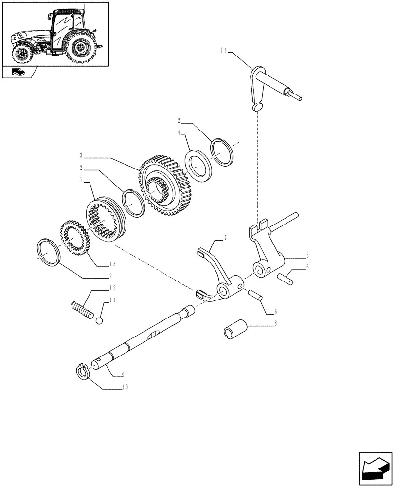 Схема запчастей Case IH FARMALL 95N - (1.28.1/05) - PARKING LOCK (FOR HI-LO 44+16 FOR CREEPER) - CREEPER GEARSHIFT MECHANISM (VAR.333286 / 743968) (03) - TRANSMISSION