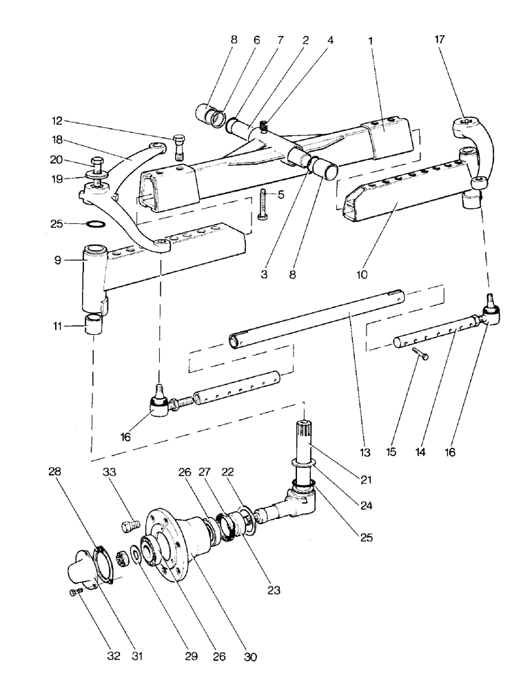 Схема запчастей Case IH 996 - (H03-1) - STEERING AND FRONT AXLE, FRONT AXLE - ORCHARD TYPE - OPTIONAL EQUIPMENT, (NORTH AMERICA ONLY) Steering & Front Axle