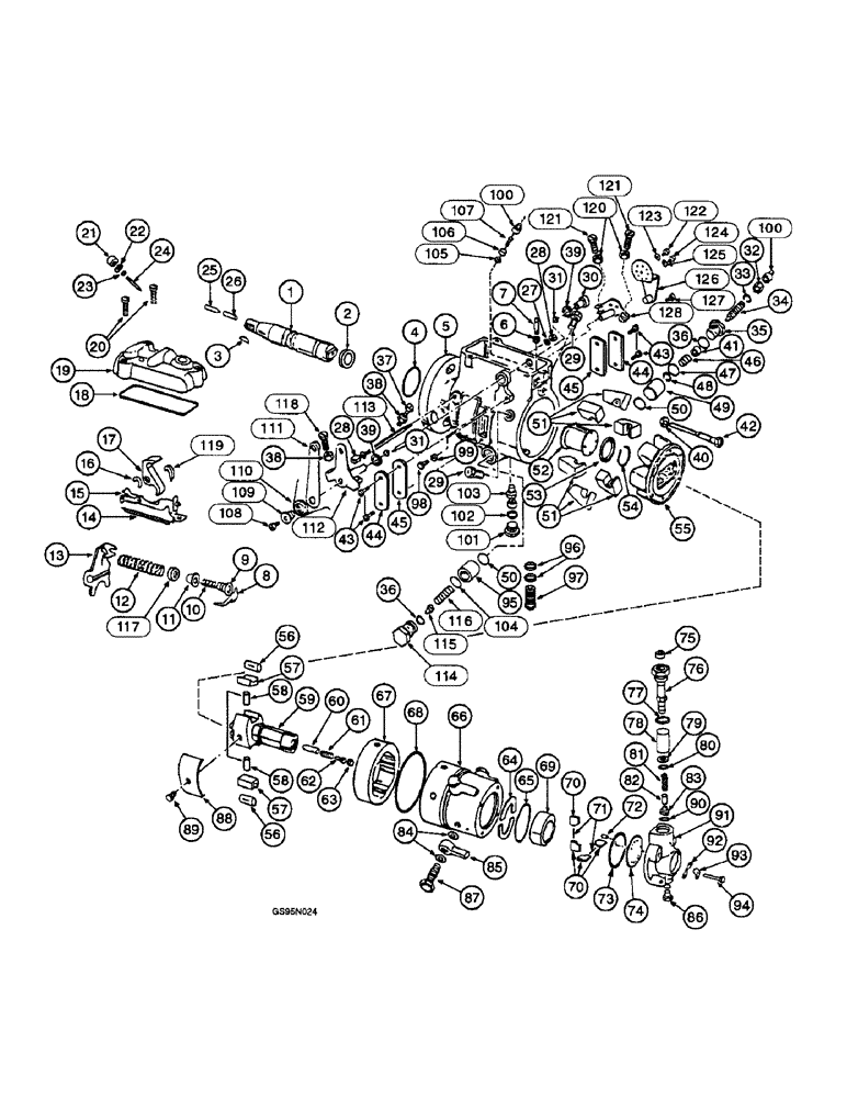 Схема запчастей Case IH D-282 - (2-042) - FUEL INJECTION PUMP - 347886R91 