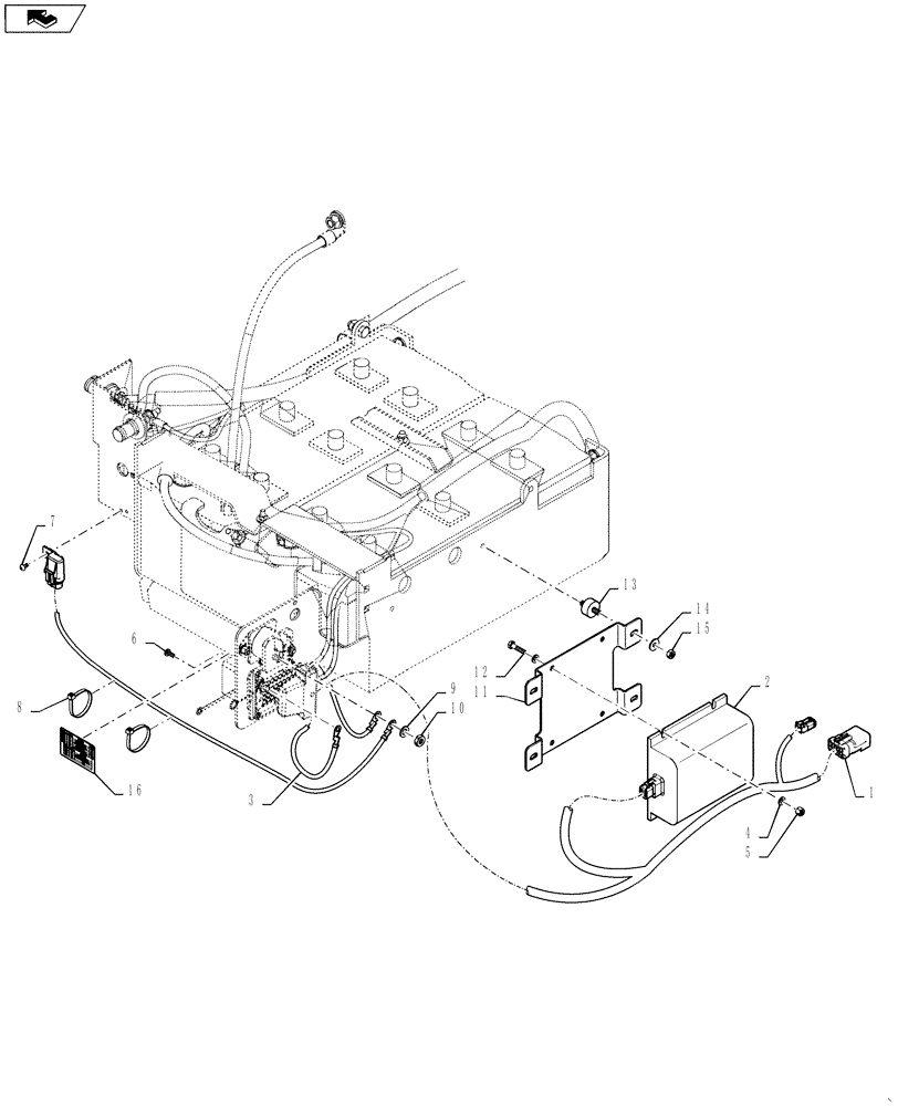 Схема запчастей Case IH QUADTRAC 600 - (55.301.08) - BATTERY EQUALIZER LAYOUT - QUADTRAC - EUROPE ONLY (55) - ELECTRICAL SYSTEMS