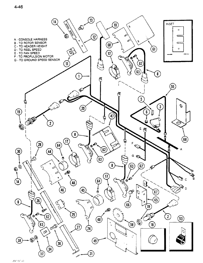 Схема запчастей Case IH 1640 - (4-46) - SHAFT SPEED MONITOR CONTROL, COMBINES WITHOUT STRAW CHOPPER (06) - ELECTRICAL