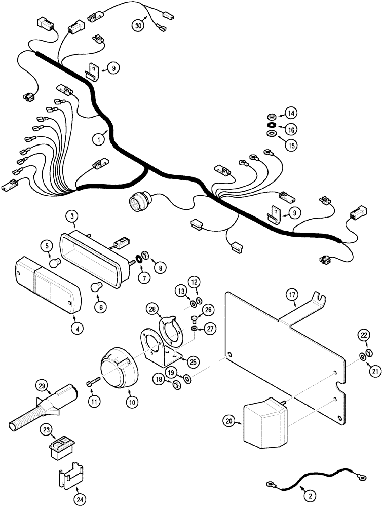 Схема запчастей Case IH CX50 - (04-06) - HARNESS - REAR FENDER (04) - ELECTRICAL SYSTEMS