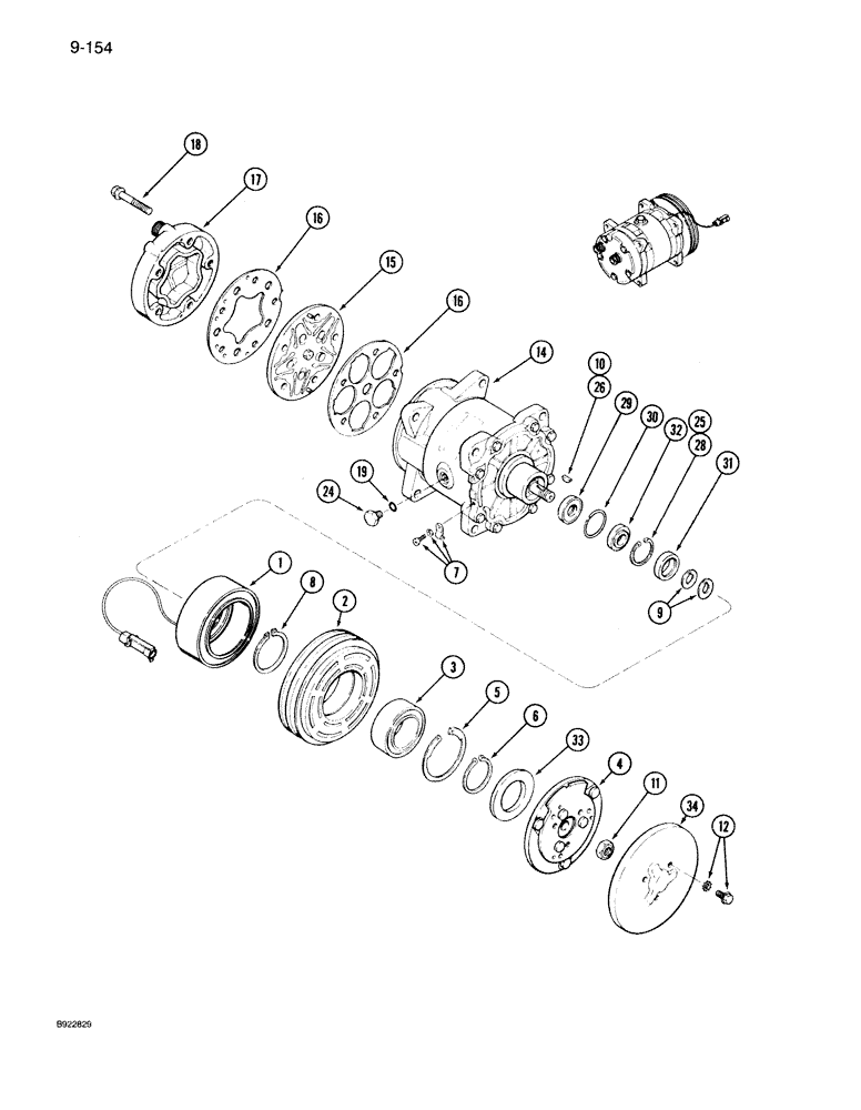 Схема запчастей Case IH 7130 - (9-154) - AIR CONDITIONING, COMPRESSOR (09) - CHASSIS/ATTACHMENTS