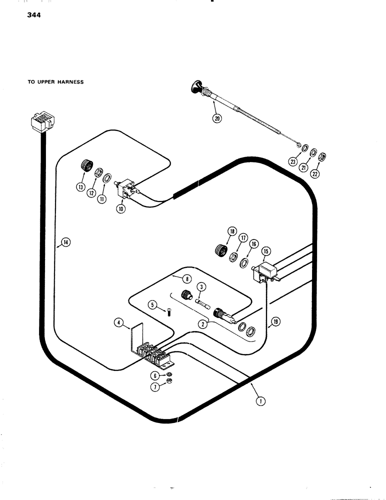 Схема запчастей Case IH 1090 - (344) - CAB, INSTRUMENT PANEL WIRING, WITHOUT AIR CONDITIONER, BETTENDORF (09) - CHASSIS/ATTACHMENTS