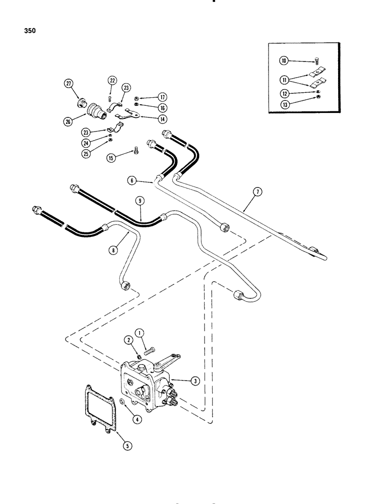 Схема запчастей Case IH 1270 - (350) - LEFT HAND REMOTE VALVE TUBES AND COUPLINGS, STANDARD COUPLING, USED PRIOR TO P.I.N. 8770001 (08) - HYDRAULICS