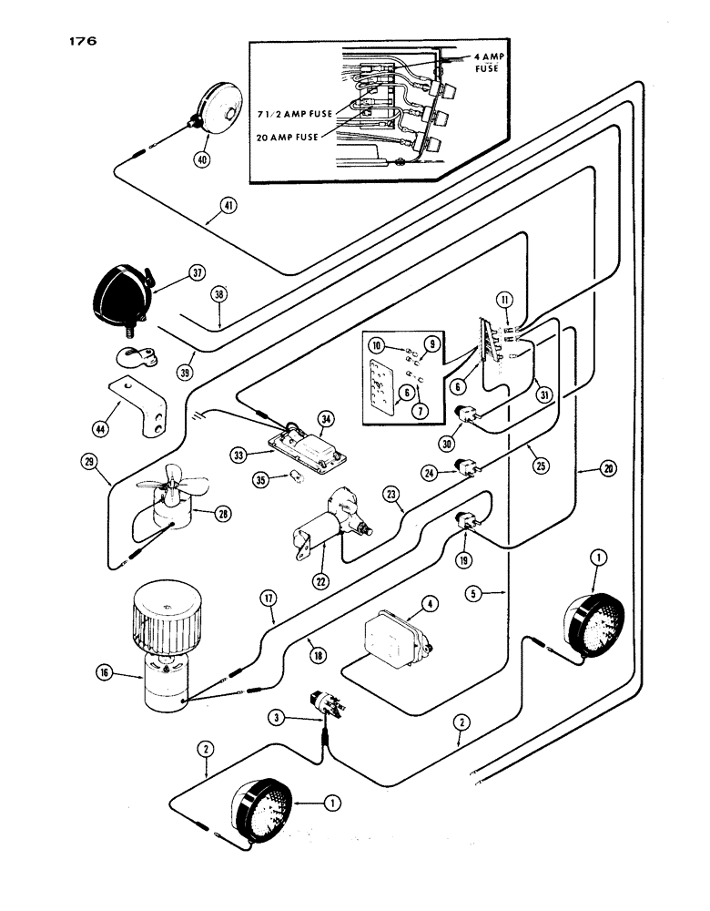 Схема запчастей Case IH 1030 - (176) - CAB WIRING (09) - CHASSIS