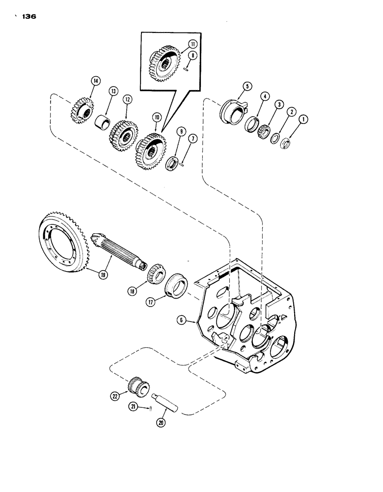 Схема запчастей Case IH 1070 - (136) - COUNTER AND REVERSE IDLER SHAFTS, MECHANICAL SHIFT (06) - POWER TRAIN