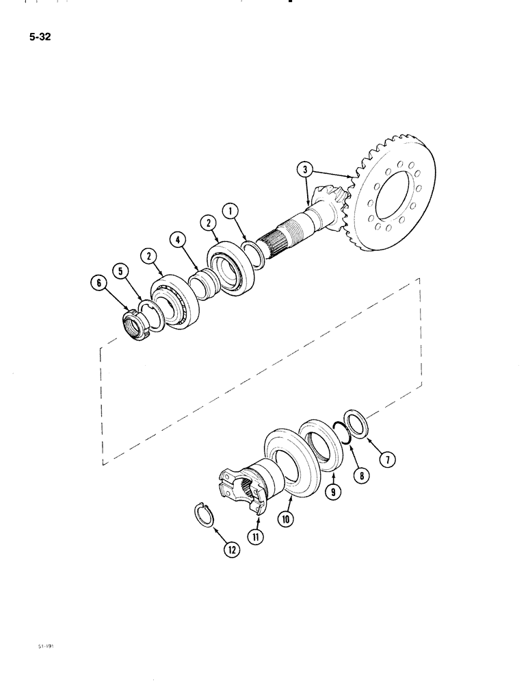 Схема запчастей Case IH 2096 - (5-032) - CARRARO MFD FRONT AXLE, P.I.N. 17898102 AND AFTER, BEVEL GEAR PINION SET (05) - STEERING