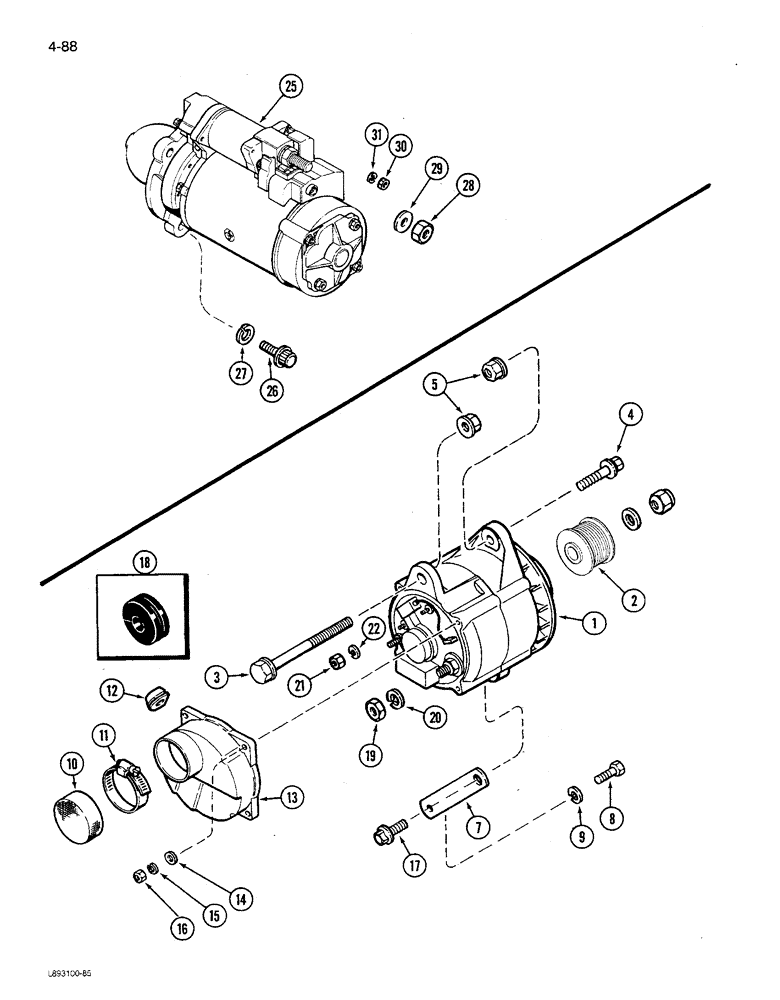 Схема запчастей Case IH 1680 - (4-088) - ALTERNATOR MOUNTING (06) - ELECTRICAL