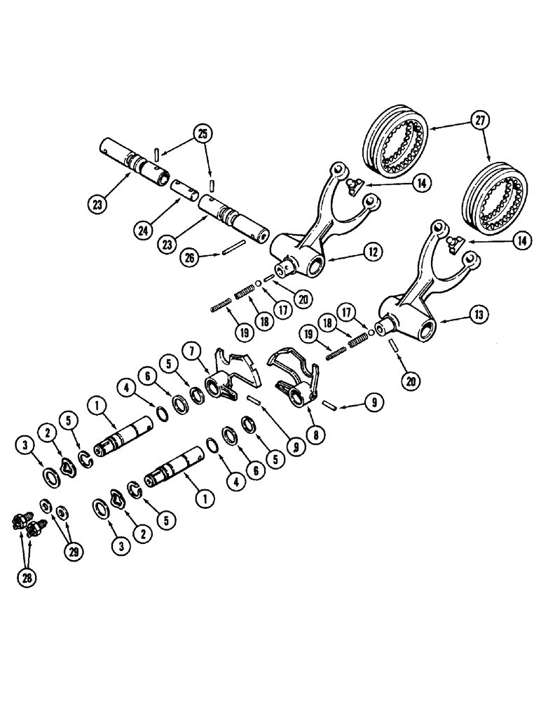 Схема запчастей Case IH 1896 - (6-160) - POWER SHIFT TRANSMISSION, RANGE SHIFT MECHANISM (06) - POWER TRAIN