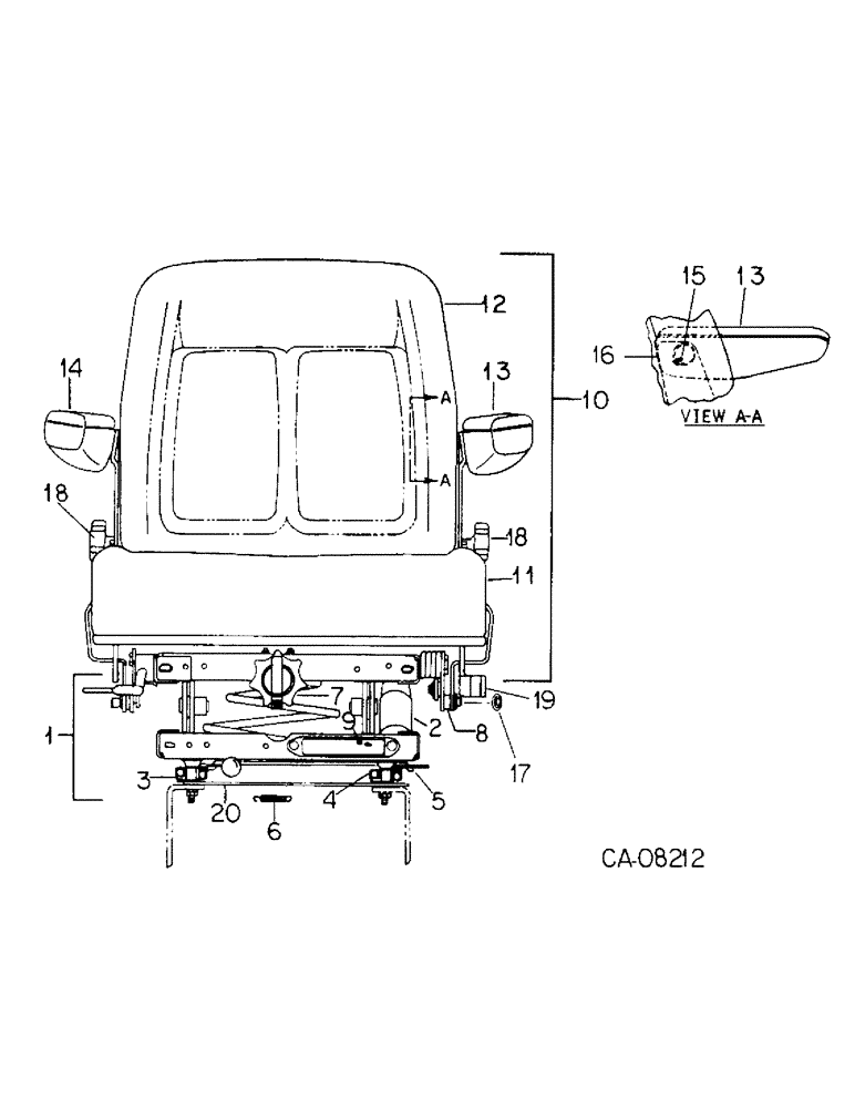 Схема запчастей Case IH 3688 - (13-11) - SUPERSTRUCTURE, DELUXE VERTICAL ACTING SEAT (05) - SUPERSTRUCTURE