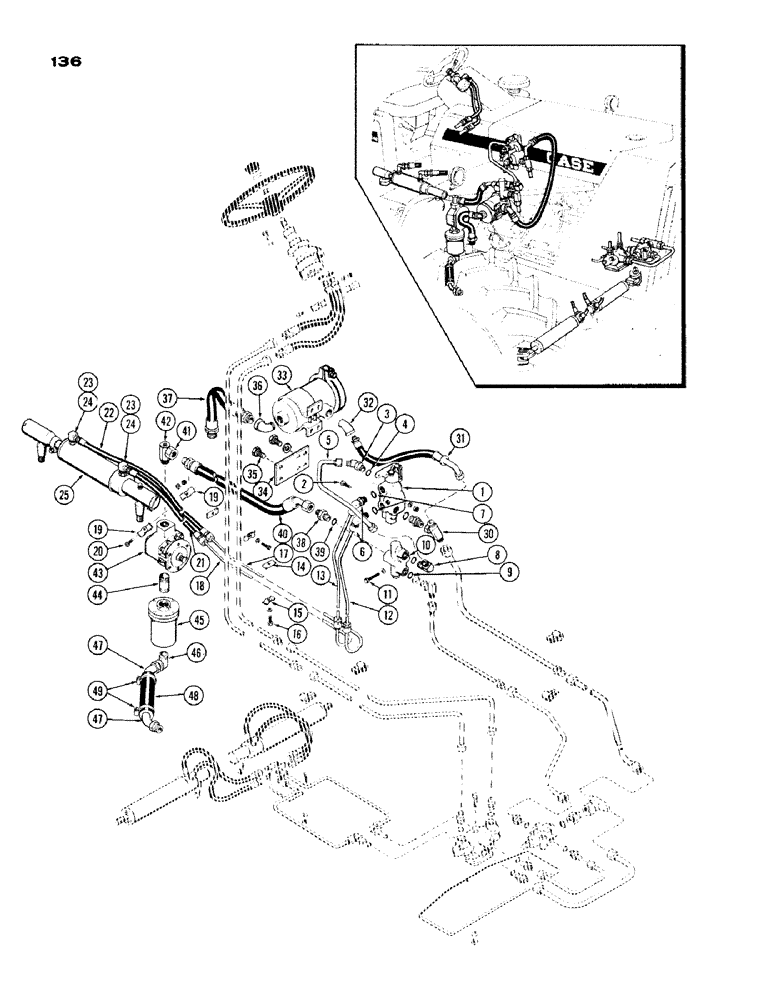 Схема запчастей Case IH 1200 - (136) - REAR POWER STEERING (05) - STEERING