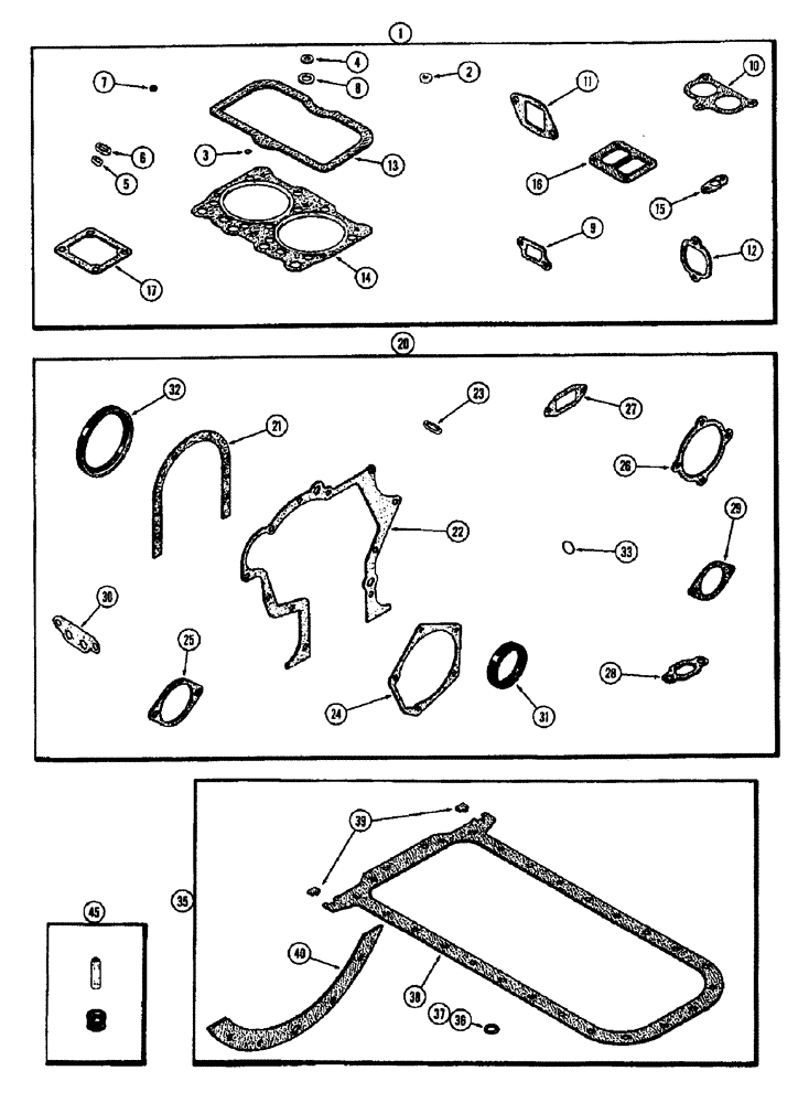 Схема запчастей Case IH 1370 - (038) - ENGINE GASKET KITS, 504BDT, DIESEL ENGINE (02) - ENGINE