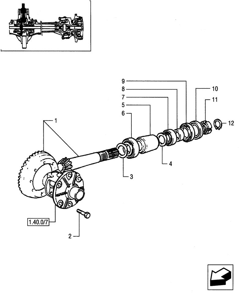 Схема запчастей Case IH JX55 - (1.40.0/06[01]) - FRONT AXLE - BEVEL GEAR PAIR - SHIMS AND BEARINGS (04) - FRONT AXLE & STEERING