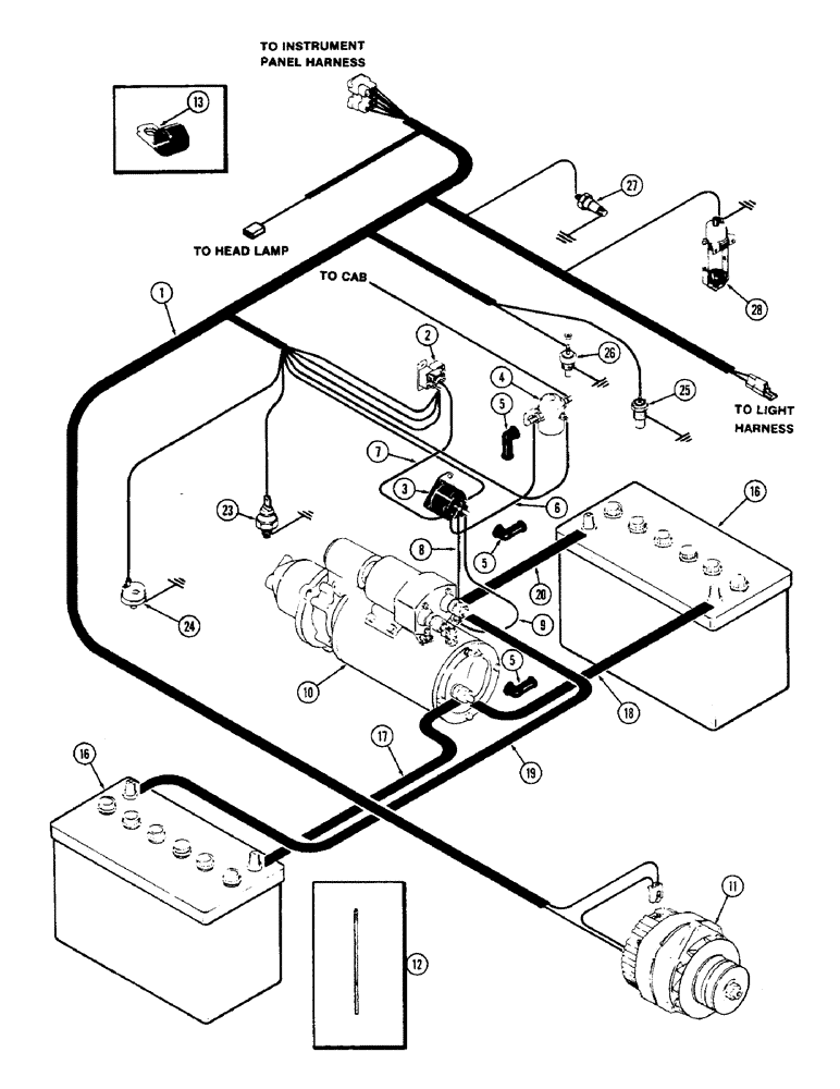 Схема запчастей Case IH 2870 - (090) - ENGINE WIRING, USED PRIOR TO P.I.N. 8825418 (04) - ELECTRICAL SYSTEMS